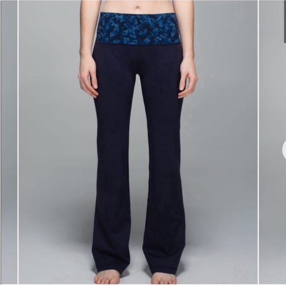 Lululemon Blue Groove Yoga Pants Wide Leg Flare High Rise Leggings - Picture 4 of 13